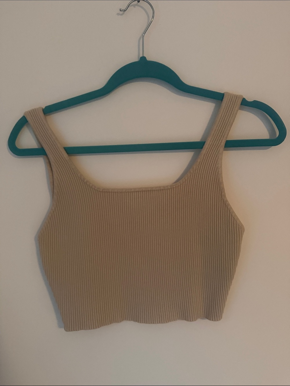 House of Harlow 1960 Ribbed Tank Crop Top - Beige Taupe